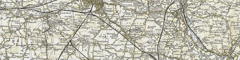 Old map of Stepping Hill in 1903