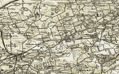 Old map of Stepps in 1904-1905