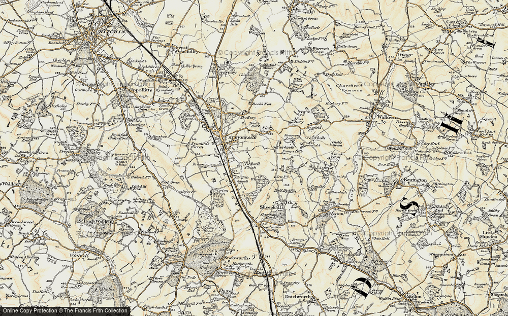Old Map of Stevenage, 1898-1899 in 1898-1899
