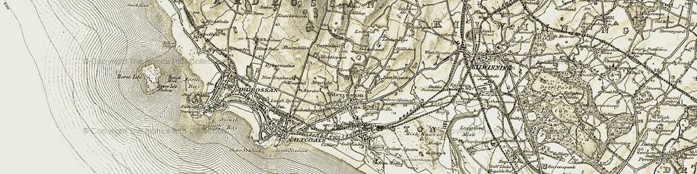 Old map of Stevenston in 1905-1906