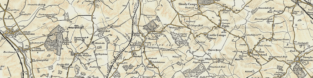 Old map of Steventon End in 1898-1901