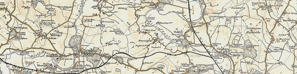 Old map of Stevington in 1898-1901