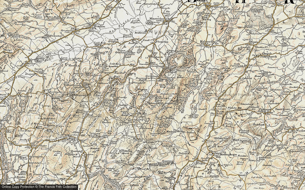Old Map of Historic Map covering Hogstow in 1902-1903