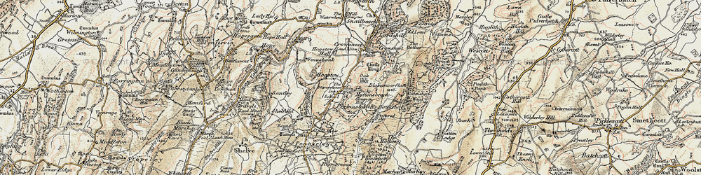 Old map of Hogstow in 1902-1903