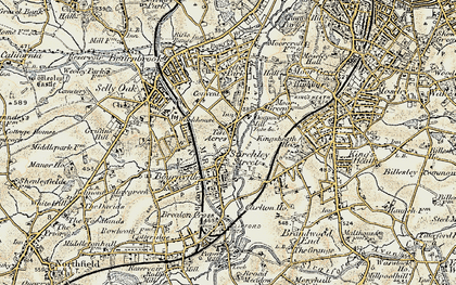 Old map of Stirchley in 1901-1902