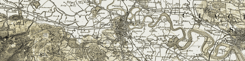 Old map of Stirling in 1904-1907