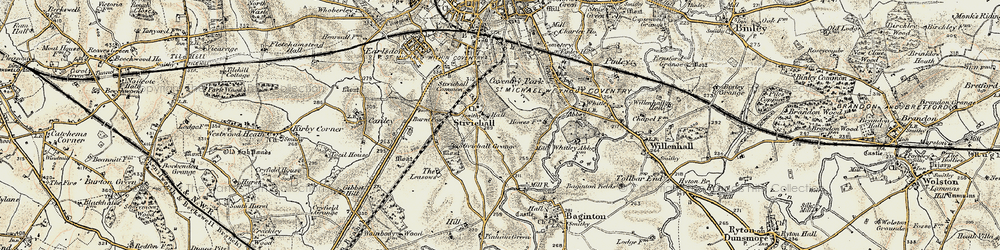 Old map of Stivichall in 1901-1902