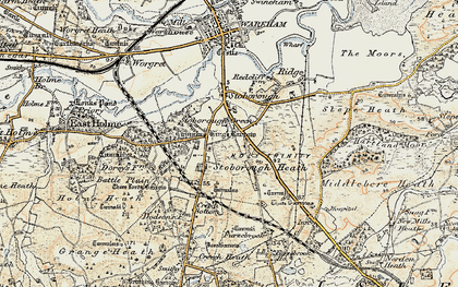 Old map of Stoborough Green in 1899-1909