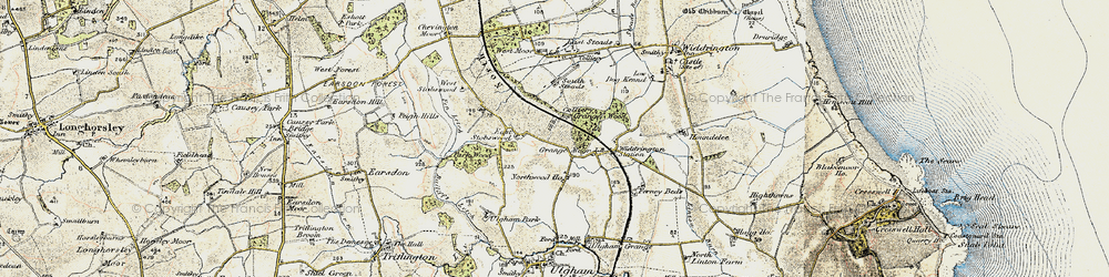 Old map of Stobswood in 1901-1903