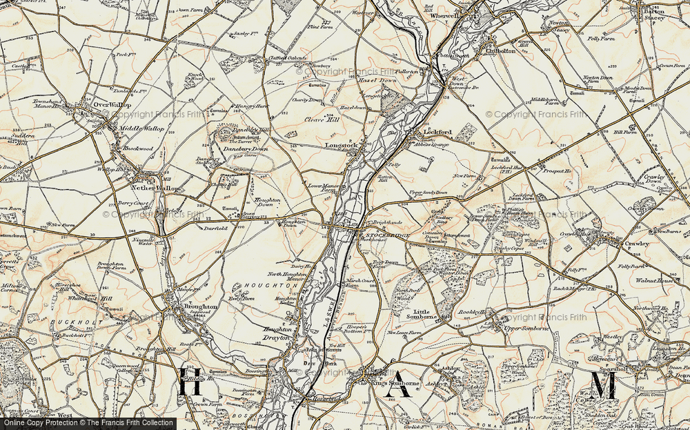 Old Map of Historic Map covering Houghton Down in 1897-1900