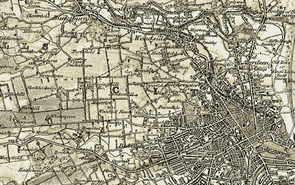 Old map of Stockethill in 1909