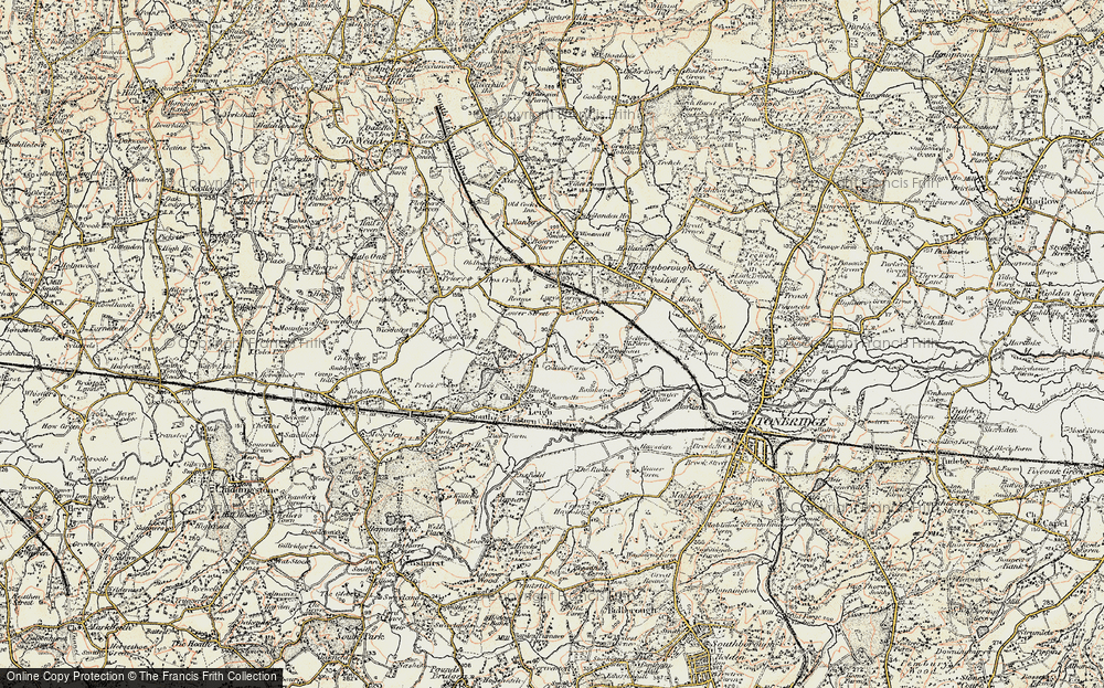 Old Map of Historic Map covering Tips Cross in 1897-1898