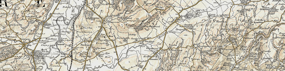 Old map of Aylesford Brook in 1902-1903