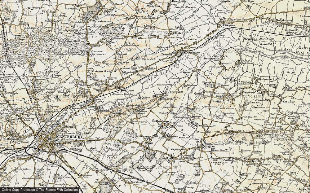 Old Map of Stodmarsh, 1898-1899 in 1898-1899