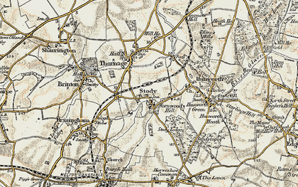 Old map of Stody in 1901-1902