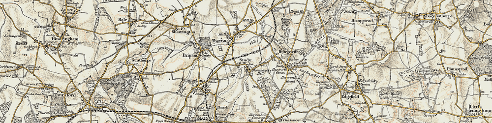 Old map of Stody in 1901-1902