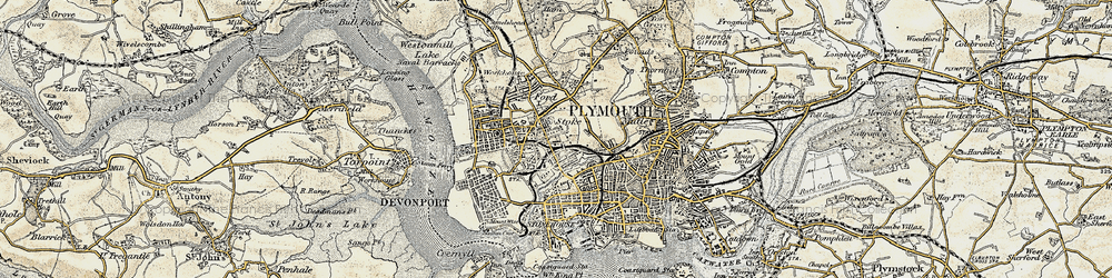 Old map of Stoke in 1899-1900