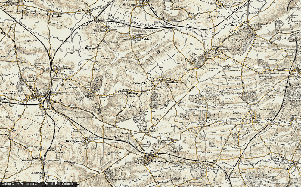 Old Map of Historic Map covering Bowd Lodge in 1901-1902