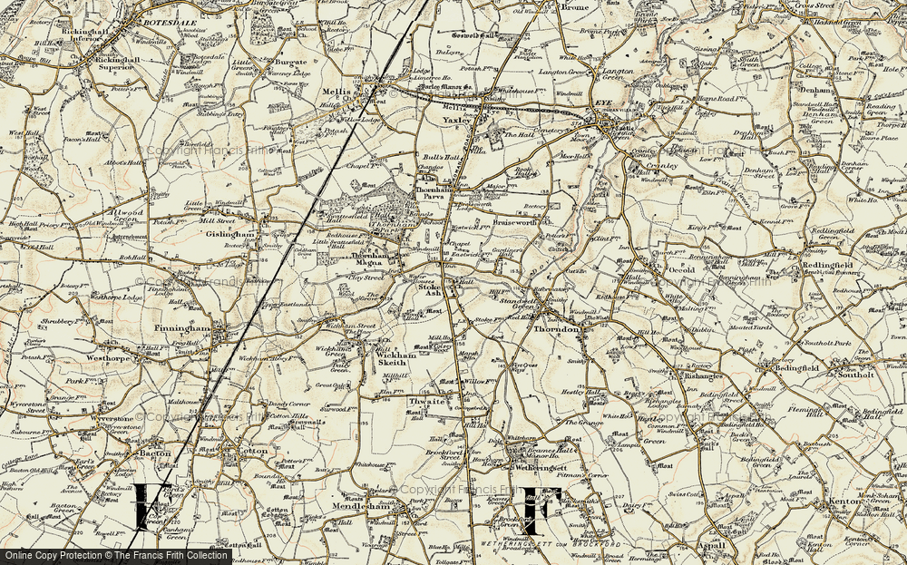 Old Map of Stoke Ash, 1901 in 1901