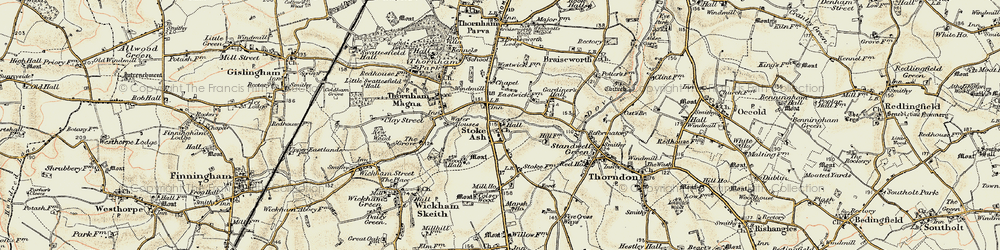 Old map of Stoke Ash in 1901