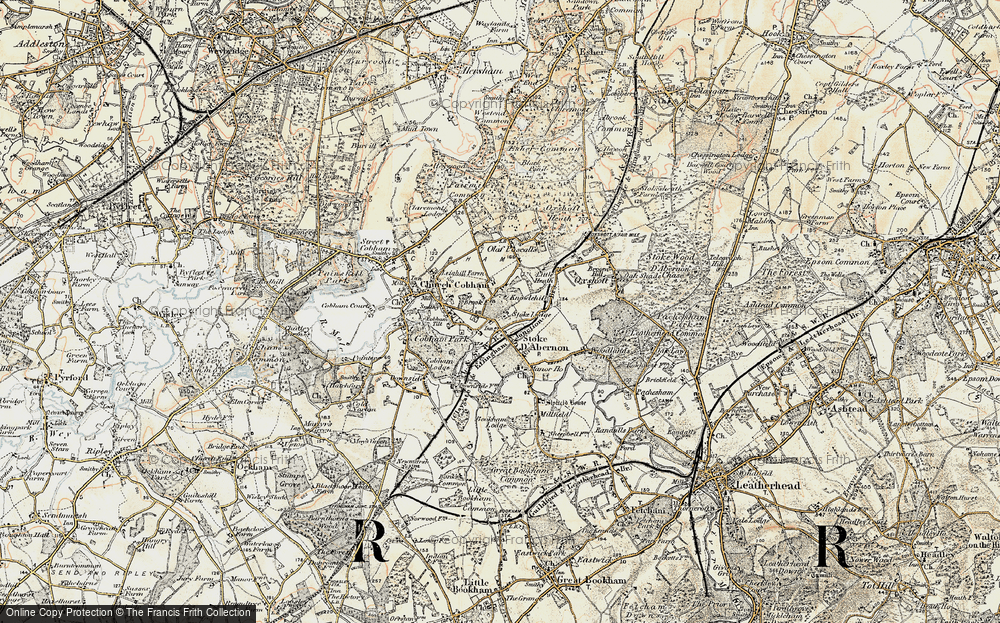 Old Map of Historic Map covering Bookham Lodge in 1897-1909