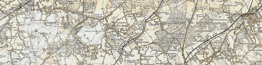 Old map of Bookham Lodge in 1897-1909
