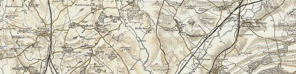Old map of Stoke Dry in 1901-1903