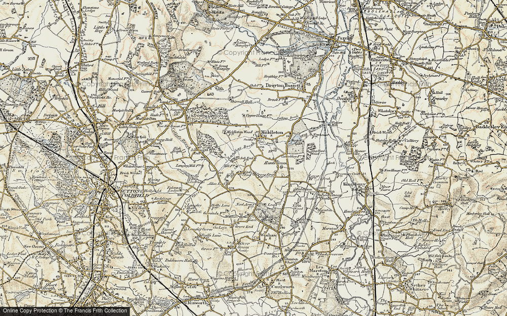 Old Map of Historic Map covering Langley Brook in 1901-1902