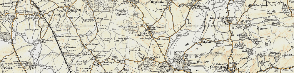 Old map of Stoke Goldington in 1898-1901