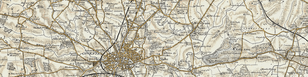 Old map of Stoke Heath in 1901-1902