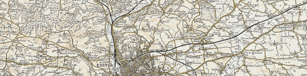 Old map of Stoke Hill in 1898-1900