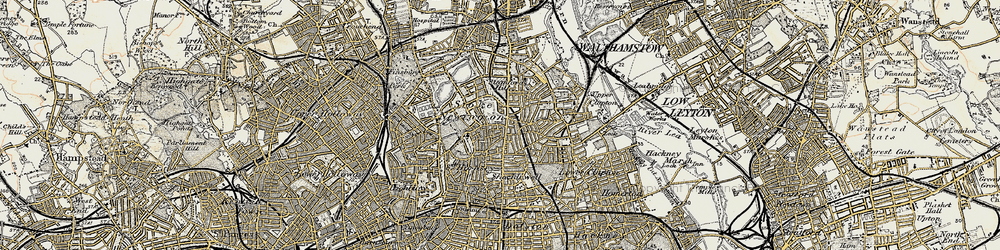 Old map of Stoke Newington in 1897-1898