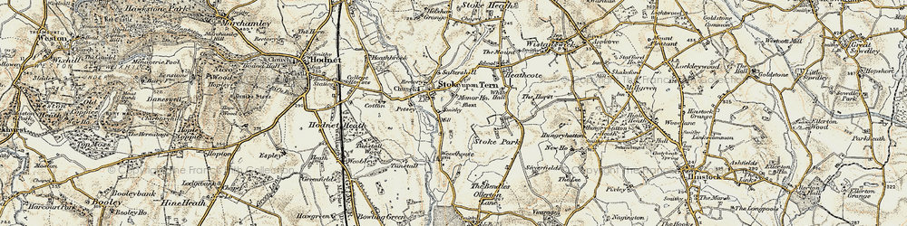 Old map of Stoke on Tern in 1902