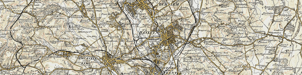 Old map of Stoke-on-Trent in 1902