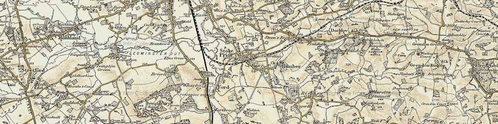 Old map of Stoke Prior in 1899-1902