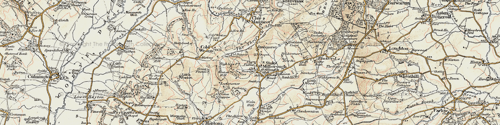Old map of Bockleton Brook in 1901-1902