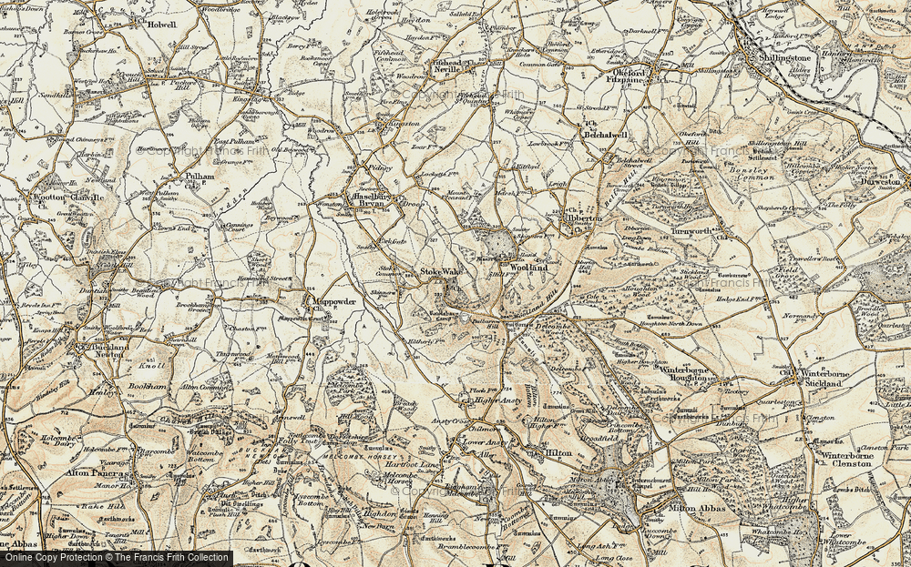 Old Map of Historic Map covering Bulbarrow Hill in 1897-1909