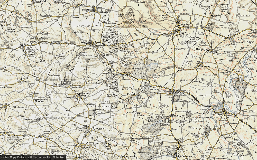 Old Map of Historic Map covering Roche Abbey in 1903