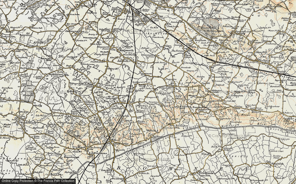 Old Map of Historic Map covering Dicker's Wood in 1897-1898