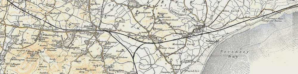 Old map of Stone Cross in 1898