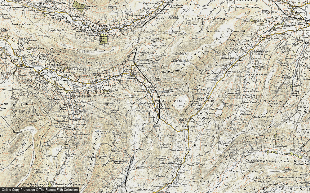 Old Map of Historic Map covering Artengill Beck in 1903-1904