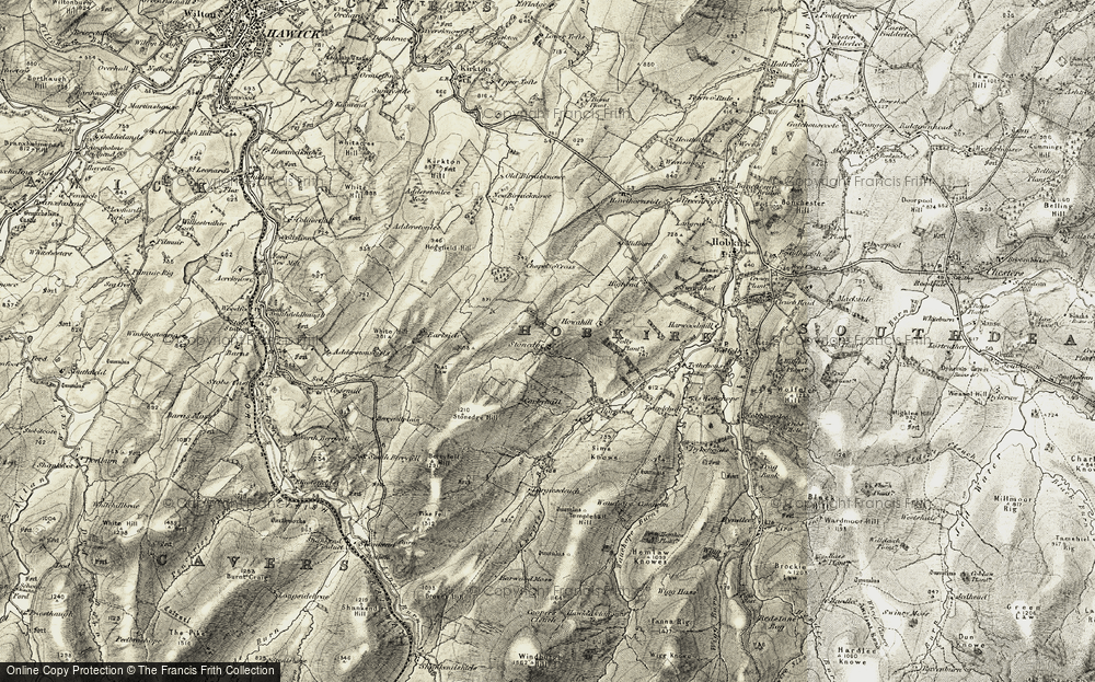 Old Map of Historic Map covering Berryfell Hill in 1901-1904