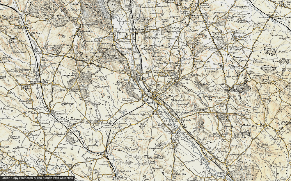 Old Map of Historic Map covering Darlaston Grange in 1902