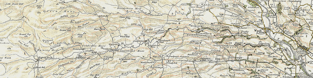 Old map of Stonehaugh in 1901-1904