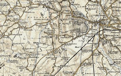 Old map of Stoneley Green in 1902