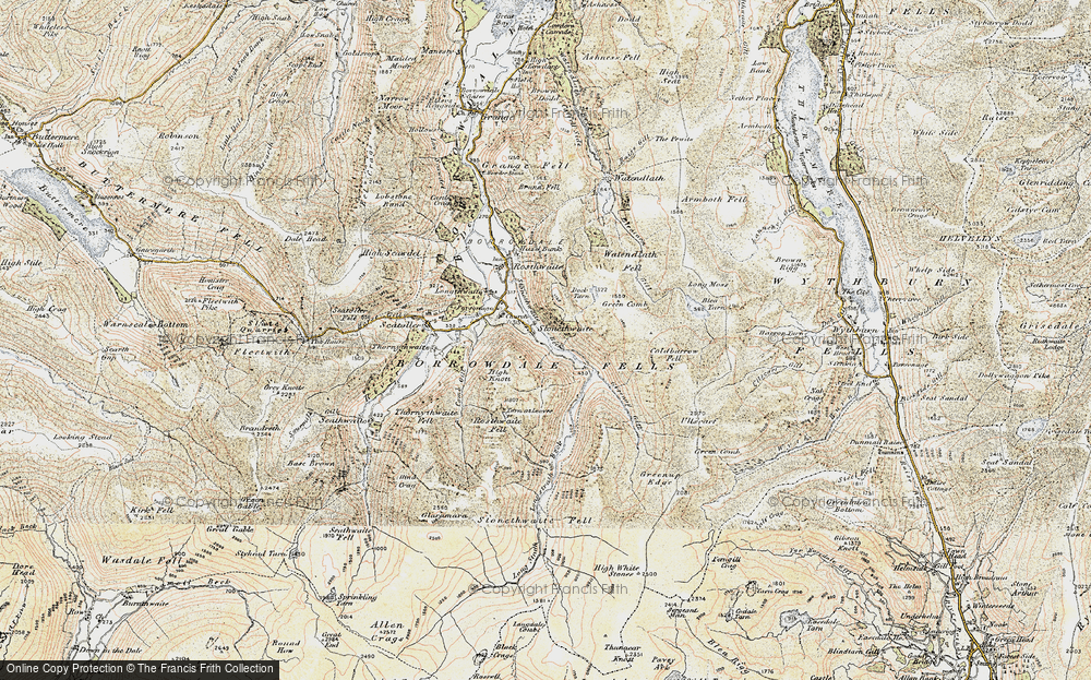 Old Map of Historic Map covering White Crag in 1903-1904