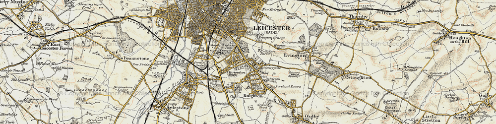 Old map of Stoneygate in 1901-1903