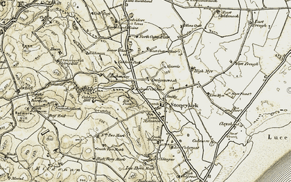 Old map of Stoneykirk in 1905