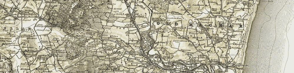 Old map of Stoneywood in 1909