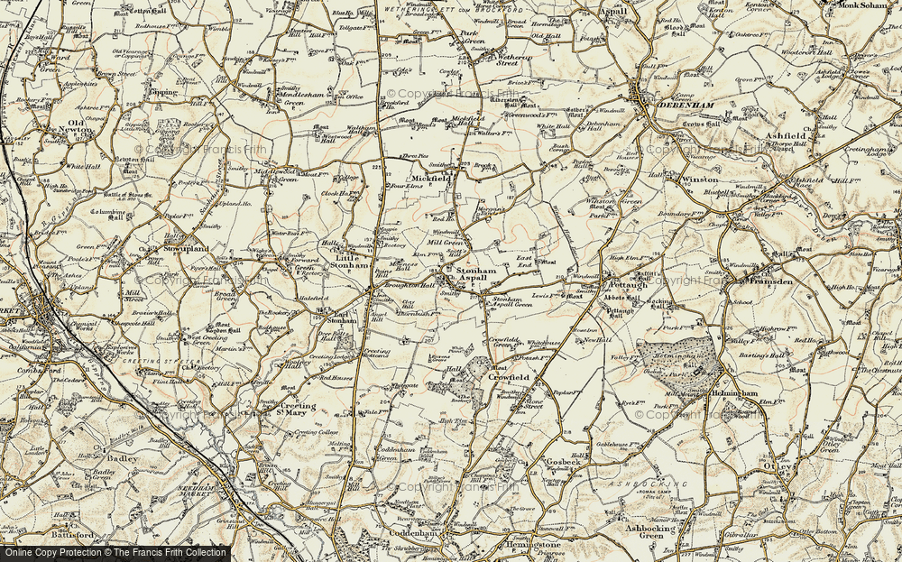 Old Map of Stonham Aspal, 1898-1901 in 1898-1901